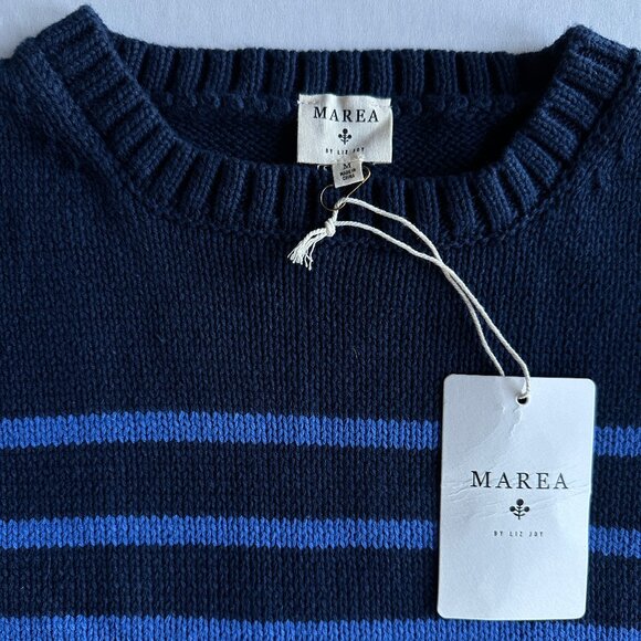 NWT Marea by Liz Joy Lake Sweater - Navy/Tidal Blue Stripe Size Medium - Picture 4 of 8